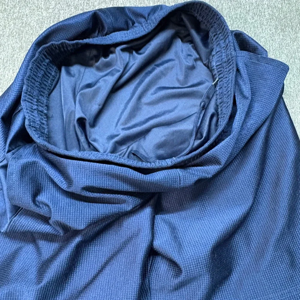 Nike Basketball Shorts Mens Large Navy Blue Mesh Athletic Gym Drawstring Swoosh
